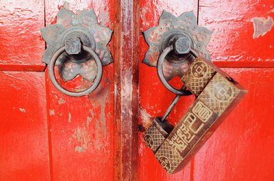 Full frame shot of red wooden door