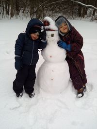 Boys having fun in the snow