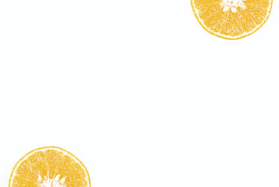 Close-up of oranges against white background