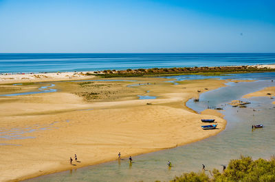 Scenic view of beach against clear sky