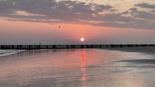 Scenic view of sea against sky during sunset