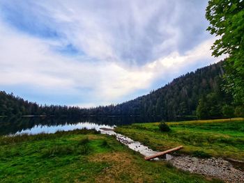 Scenic view of land against sky