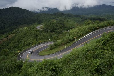 High angle view of road amidst landscape