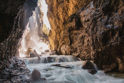 Scenic view of waterfall