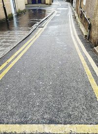 High angle view of wet road