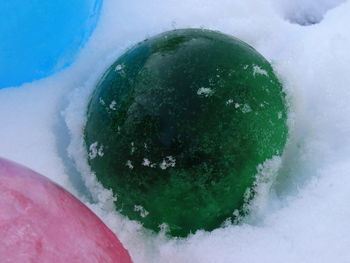 High angle view of frozen water