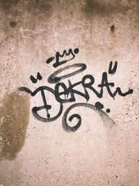 High angle view of text on wall