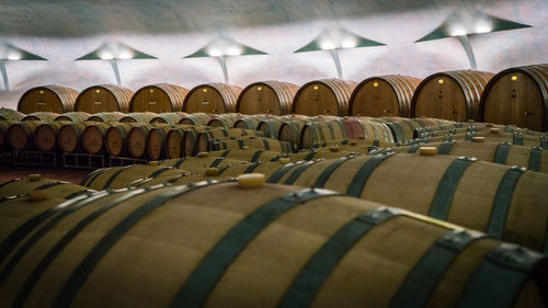 Full frame shot of wine bottles