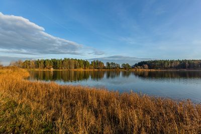 Scenic view of lake against sky