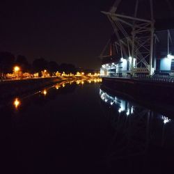 View of calm lake at night