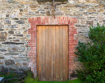 Closed door of old building