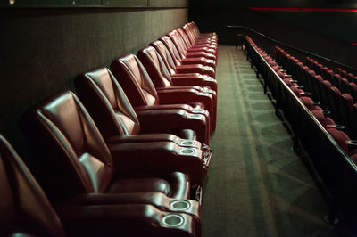 High angle view of empty chairs
