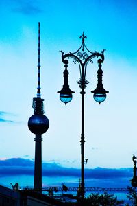 View of street light against blue sky