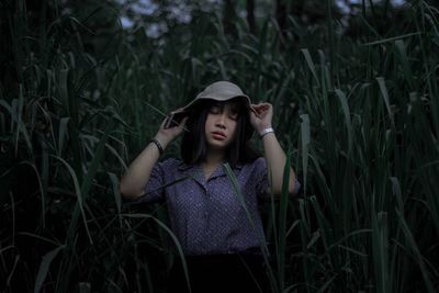 Full length of teenage girl standing on field