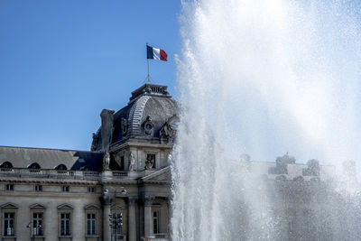 Fountain with building in background