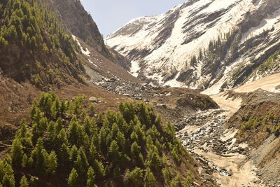 Scenic view of tree mountains against sky