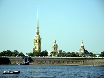 Peter and paul cathedral with neva river in foreground