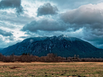 Scenic view of mountains against sky