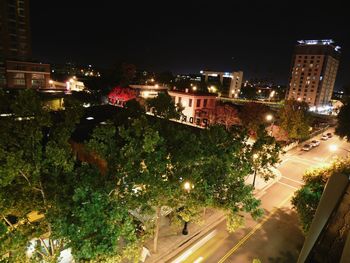 Illuminated cityscape at night