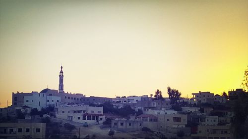 Buildings at sunset