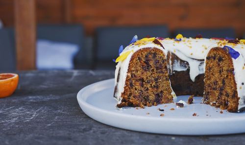 Close-up of cake on table