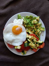 Directly above shot of breakfast served in plate