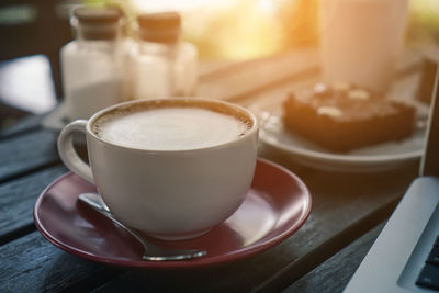 Close-up of coffee on table