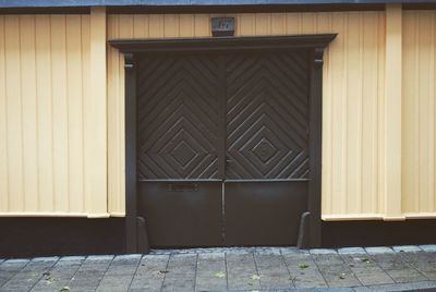 Closed door of building