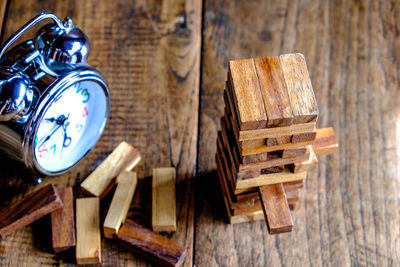 Close-up of wooden planks on table