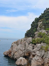 Scenic view of sea and rocks