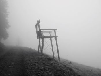 View of foggy landscape against sky