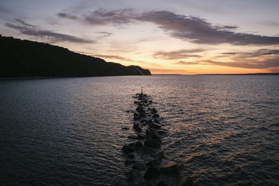 Scenic view of sea against sky during sunset