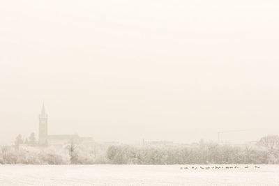 View of city in fog