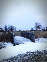Snow covered landscape against sky