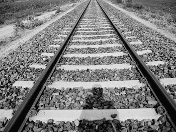 High angle view of railroad tracks