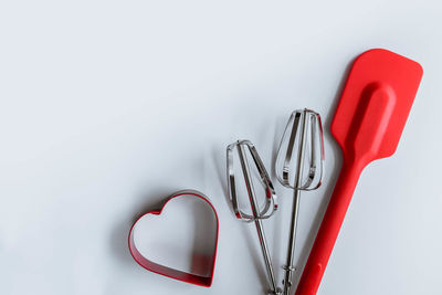 High angle view of objects against white background