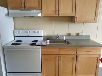 View of kitchen counter at home