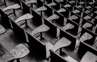 Full frame shot of empty desks in a classroom 