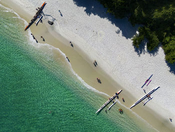 High angle view of people at beach