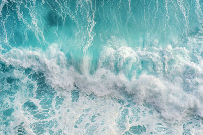 High angle view of waves in sea