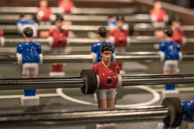 Close-up table soccer figurine