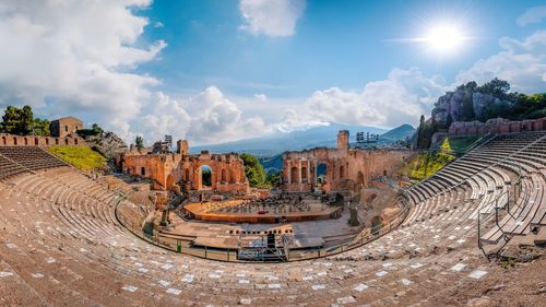 Panoramic view of temple against sky