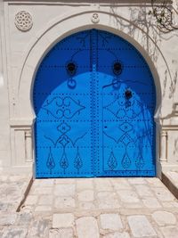 View of blue door of building