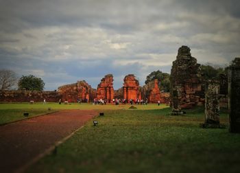 Old ruins against cloudy sky