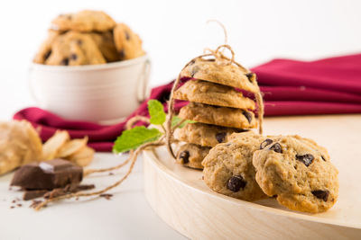 Stack of ginger chocolate chip cookies