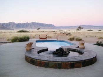 View of swimming pool against clear sky