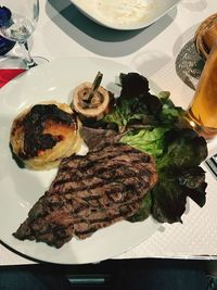 Close-up of served food in plate