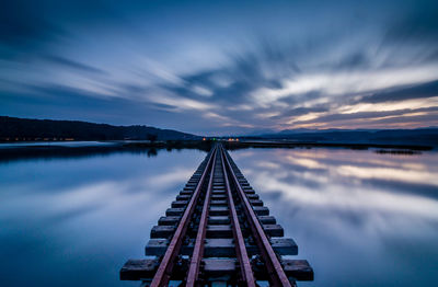 Scenic view of lake against sky at sunset