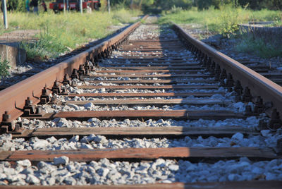 Rocks on railroad track