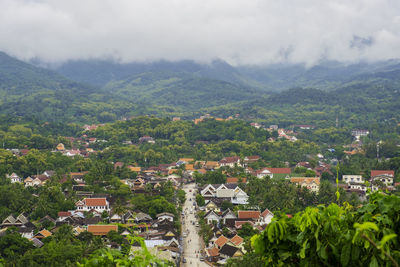 High angle view of townscape against sky